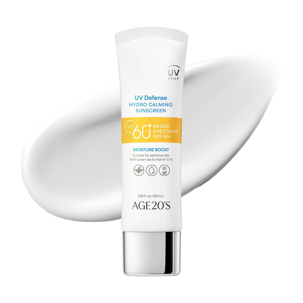 AGE 20's UV Defense Hydro Calming Sunscreen bottle for daily protection.