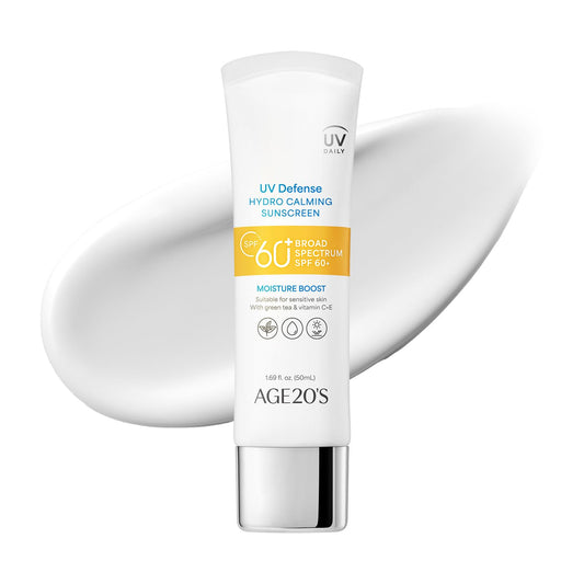 AGE 20's UV Defense Hydro Calming Sunscreen bottle for daily protection.