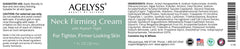 Agelyss Neck Firming Cream packaging highlights vegan, cruelty-free, USA-made quality.