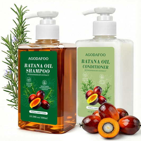 Agodafoo Batana Oil Shampoo bottle with premium packaging for daily nourishing cleanse.