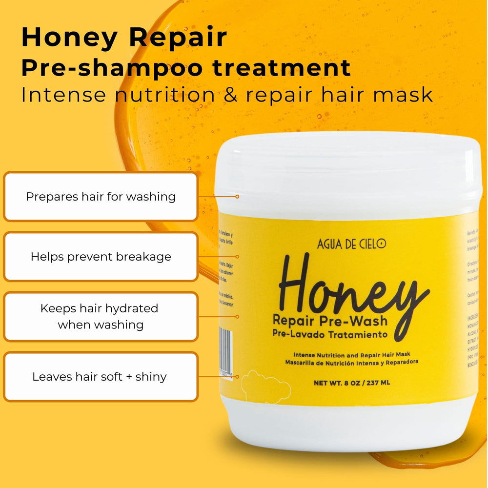 Agua de Cielo Honey Repair jar with product texture and conditioning cues