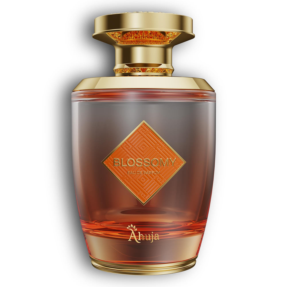 AHUJA Blossomy bottle front shows vibrant florals for daytime elegance.
