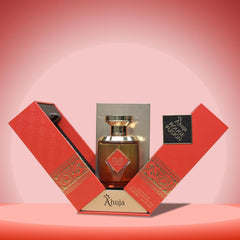 AHUJA Rouge Fusion bottle side view with clean lines for versatile wear
