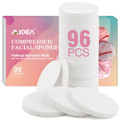 AIDEA compressed facial sponges close-up texture for gentle cleansing.