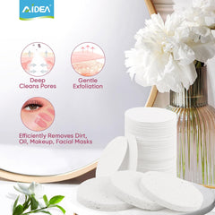 AIDEA sponge highlighting plant-based cellulose source for eco-friendly beauty.