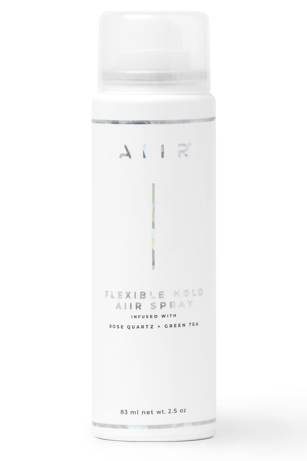 AIIR Flexible Hold Spray bottle front view shows weightless hold and reflective shine.