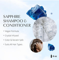 AIIR Sapphire conditioner bottle pour for frizz control and detangling.