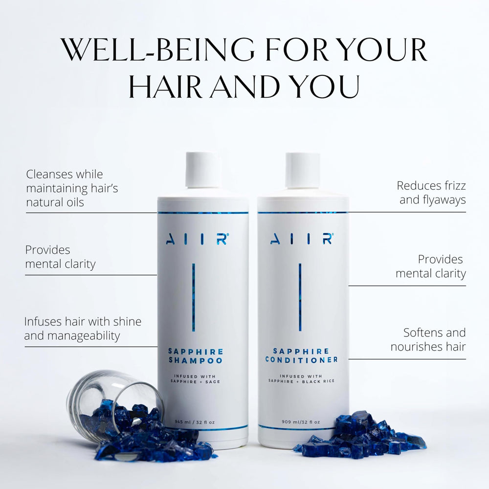 AIIR Sapphire shampoo texture closeup highlighting sulfate-free cleansing.