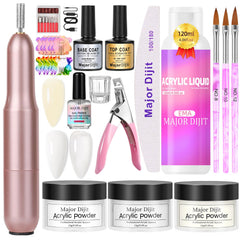 AILALUO acrylic nail kit box shows a complete DIY manicure setup for at-home use