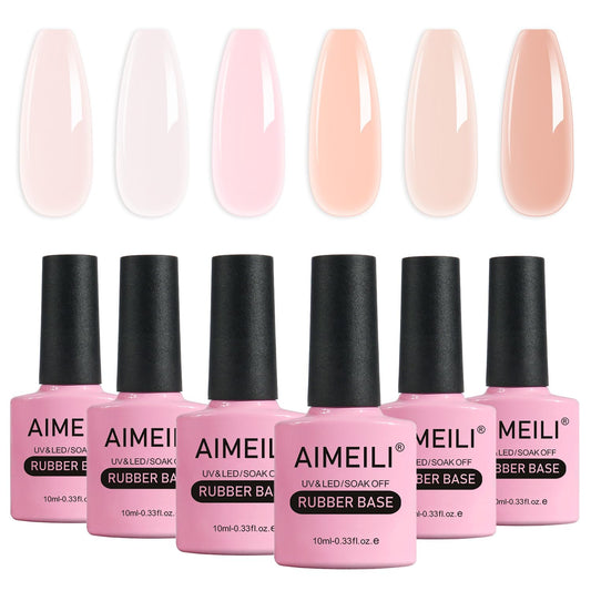 AIMEILI HEMA-free rubber base gel bottle for smooth, protective application.