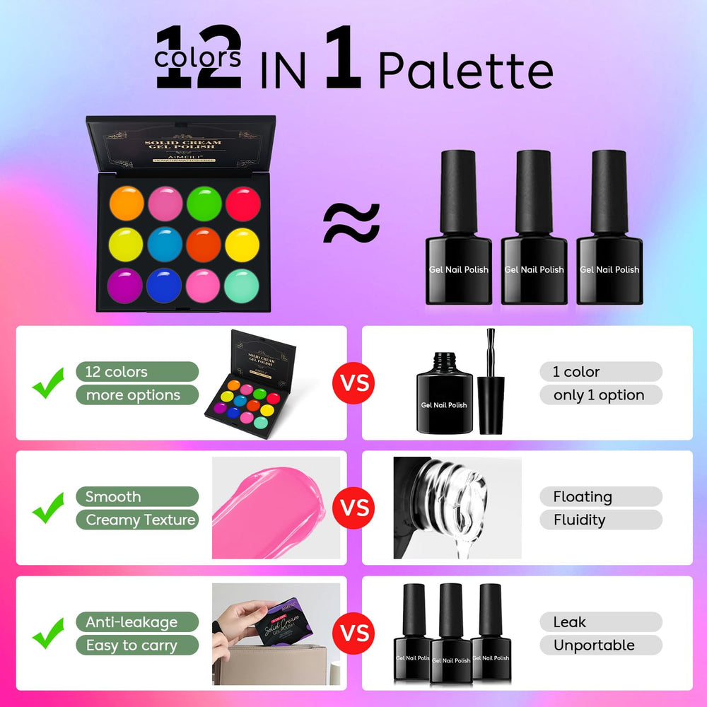 AIMEILI solid gel nail polish set cures under UV/LED for fast results