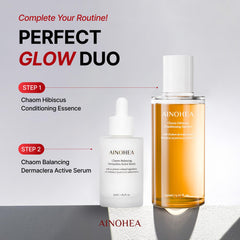 Morning skincare routine base with AINOHEA Chaom Hibiscus Conditioning Essence