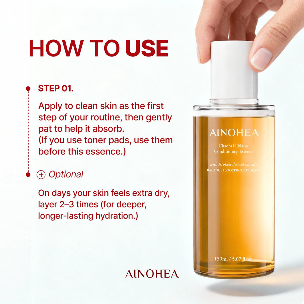 Sensitive-skin friendly AINOHEA Chaom Hibiscus Conditioning Essence for delicate complexions