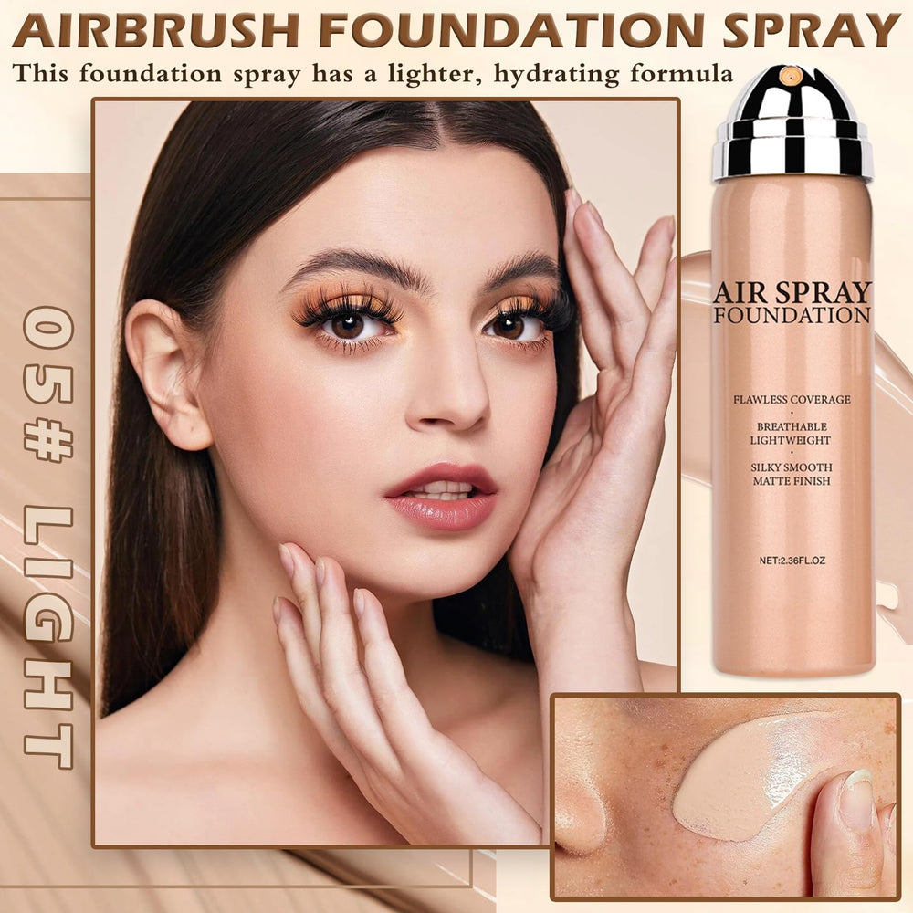 AIUEO airbrush foundation mist glides on for even, feather-light application.