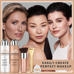 AIUEO Airbrush Foundation long-wear model demonstrates all-day natural matte look.