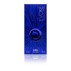 Ajmal Evoke Midnight bottle pour, smooth spray for lasting scent.