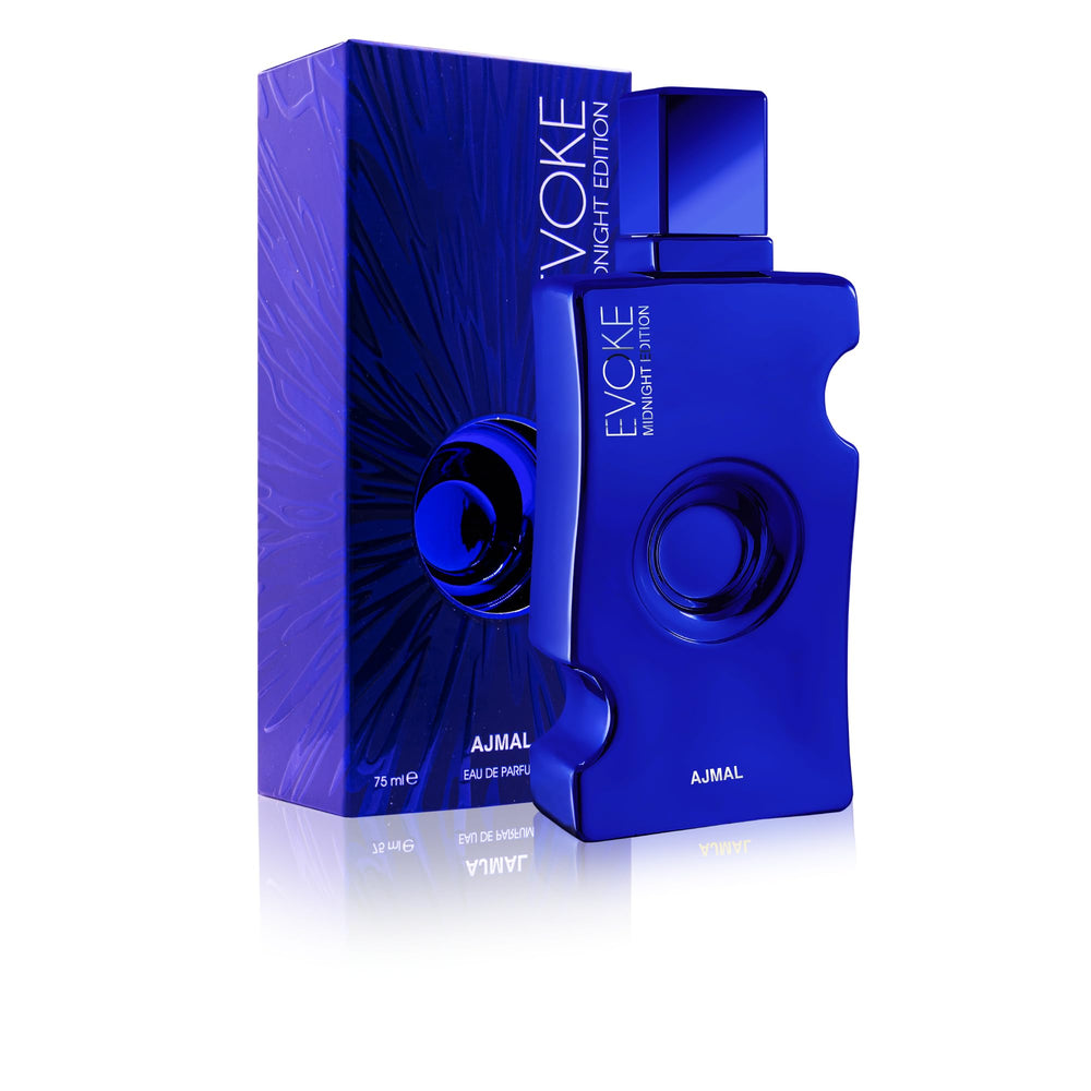 Ajmal Evoke Midnight packaging box, gift-ready presentation.