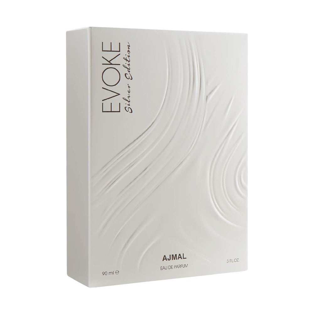 Ajmal Evoke Silver Edition packaging gift box ready for special occasions.