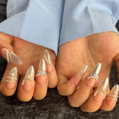 AKA Unicorn nails being applied with jelly glue for quick salon-style results