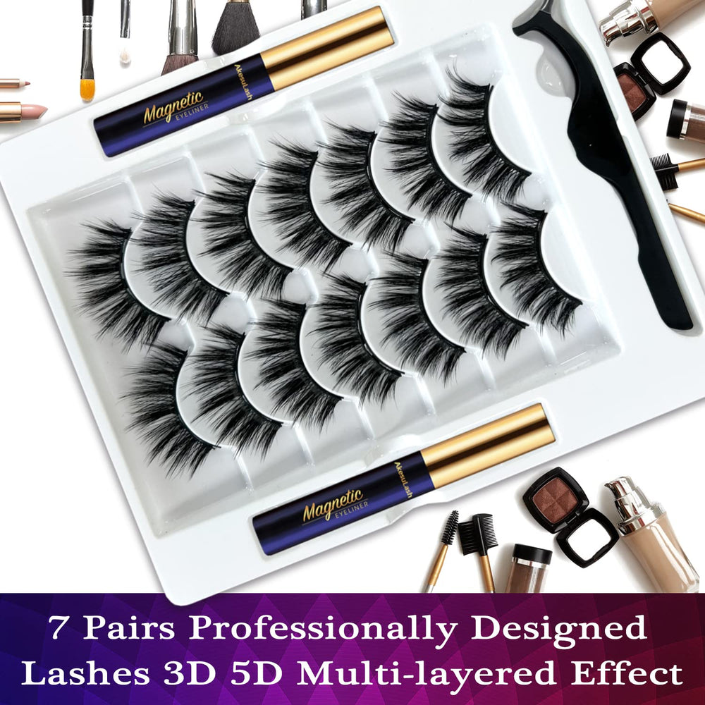 AkesuLash seven-pairs display offering versatile lash options for events and daily looks