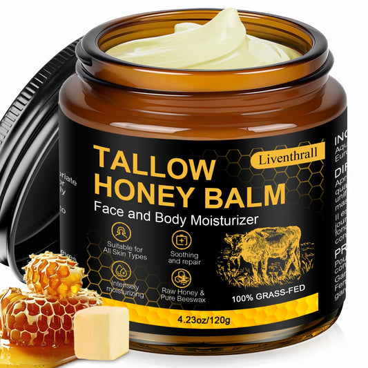 AKIICHI packaging closeup of beef tallow honey balm for clean skincare.