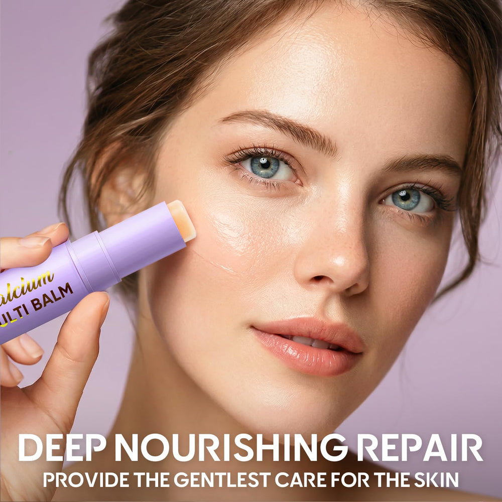 AKQBPN Calcium Volume Multi Balm on crow's feet area providing precise hydration.