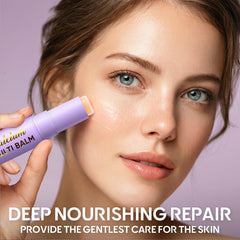 AKQBPN Calcium Volume Multi Balm on crow's feet area providing precise hydration.