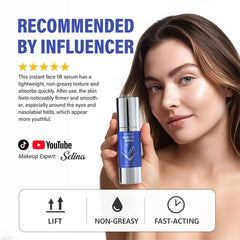 AKQBPN Instant Face Lift Serum skin glow close-up highlighting refreshed appearance.