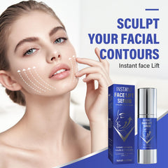 AKQBPN Instant Face Lift Serum texture on skin emphasizing light, non-greasy feel.