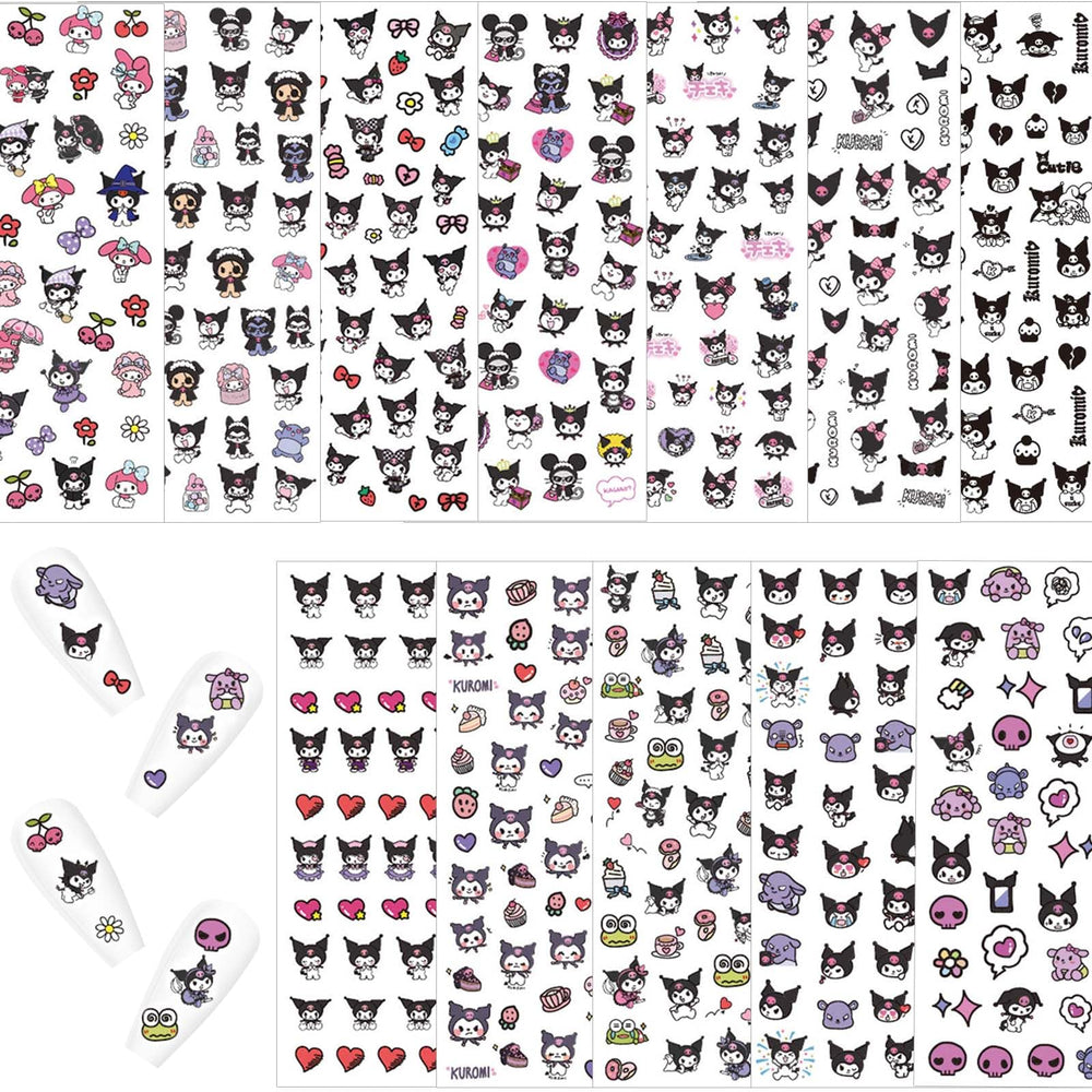 Akutoer 12-pics 3D cute cartoon nail stickers add playful charm to nails.