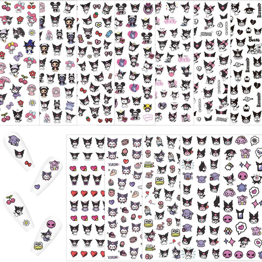Akutoer 12-pics 3D cute cartoon nail stickers add playful charm to nails.