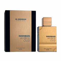 Al Haramain Amber Oud Blue Edition box packaging for gifting and display