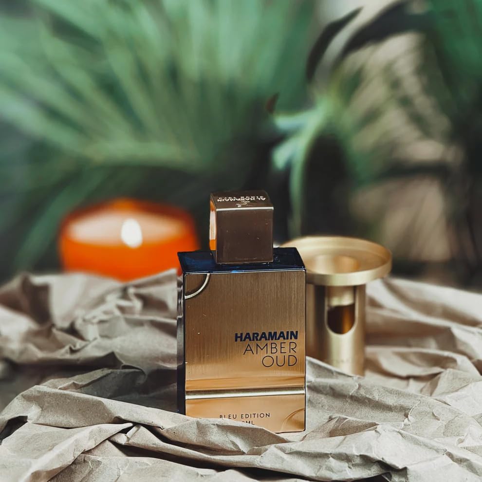 Notes chart of Al Haramain Amber Oud Blue Edition EDP with woody aromatics.