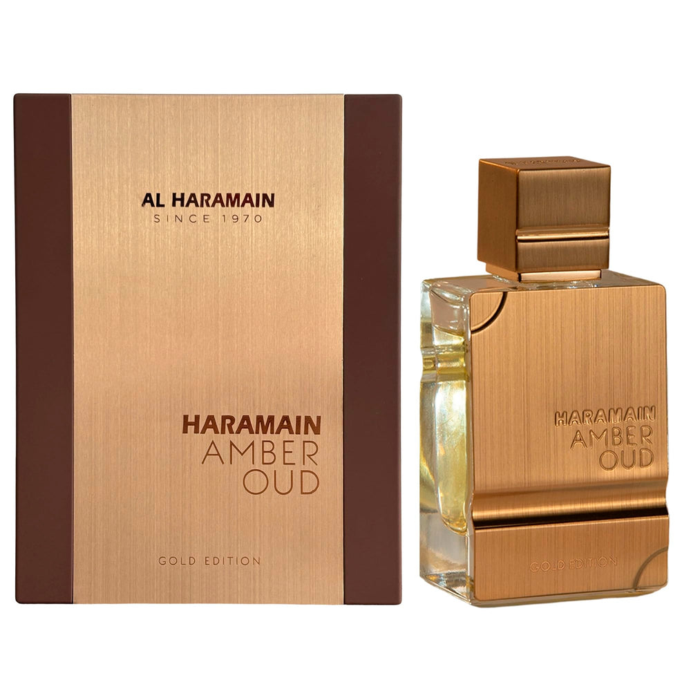 Al Haramain Amber Oud Gold Edition bottle front view, ideal for day-to-night wear.
