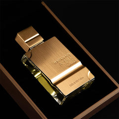 Al Haramain Amber Oud Gold Edition fragrance box highlights luxurious packaging for gifting.
