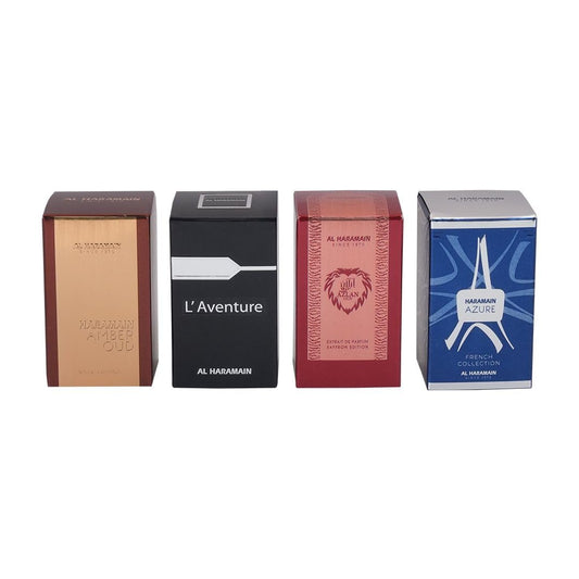 Al Haramain Fragrance Discovery Amber Oud Gold Edition bottle highlighting luxe amber and oud blend.