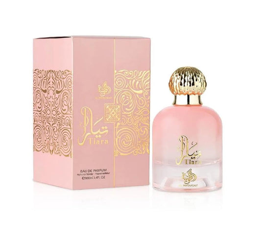 Al Wataniah Tiara Pink perfume bottle close-up for graceful daily elegance.