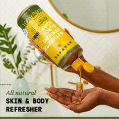 Alaffia African Black Soap shampoo bottle focuses on scalp care and clean hair.
