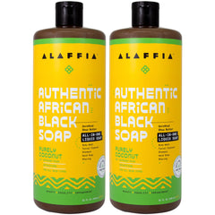 Alaffia Authentic African Black Soap coconut bottle pour for gentle daily cleanse