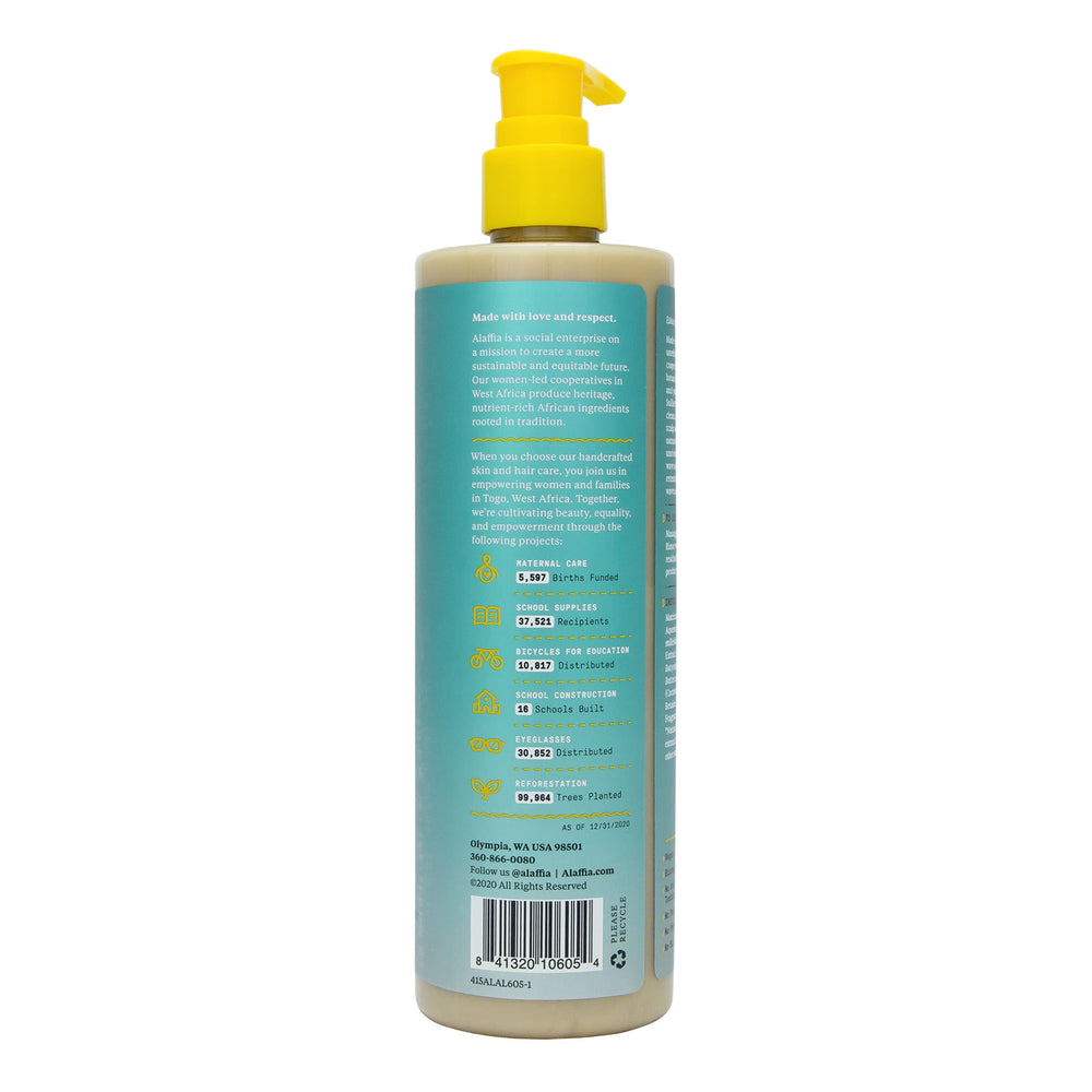 Alaffia Beautiful Curls botanical extracts, comfrey and arnica, support curl vitality.