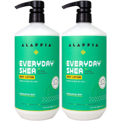 Alaffia Everyday Shea Eucalyptus Mint Lotion bottle for daily hydrating care.
