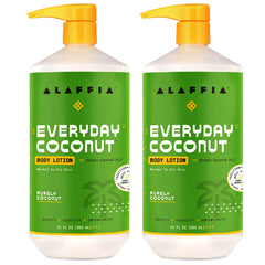 Alaffia Everyday Coconut Body Lotion bottle front for daily hydration.