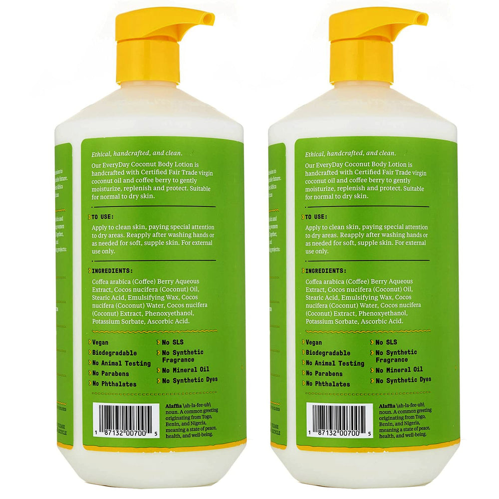 Alaffia Everyday Coconut Body Lotion pump closeup for smooth application.