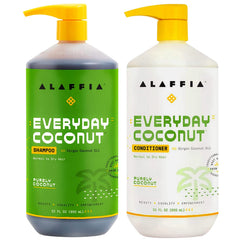 Alaffia EveryDay Coconut Shampoo bottle with virgin coconut oil for gentle cleansing and hydration.
