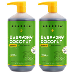 Alaffia EveryDay Coconut Shampoo bottle showing a hydrating formula for dry hair
