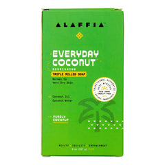 Alaffia EveryDay Coconut Soap Bar with shea butter delivers soft, refreshed skin after washing.