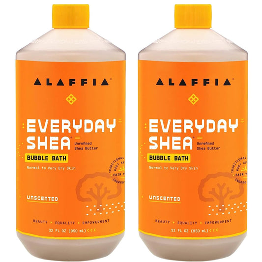 Alaffia Everyday Shea Bubble Bath packaging with a clean label and fair-trade credentials.