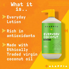 Alaffia fair-trade coconut oil ingredient emphasizing ethical sourcing.