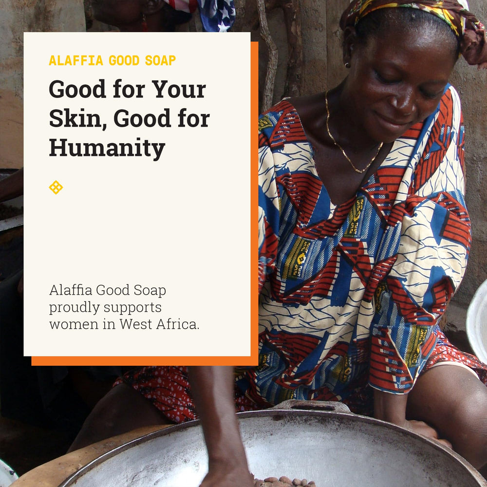 Alaffia Good Soap Coconut label close-up highlighting cruelty-free and paraben-free claims.