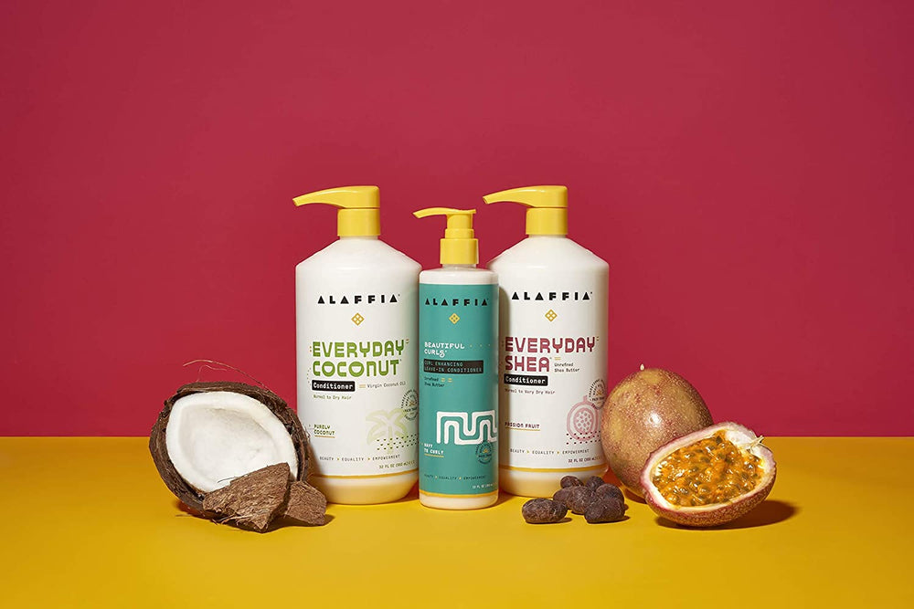 Alaffia Everyday Shea product label showing vegan and sulfate-free formula.